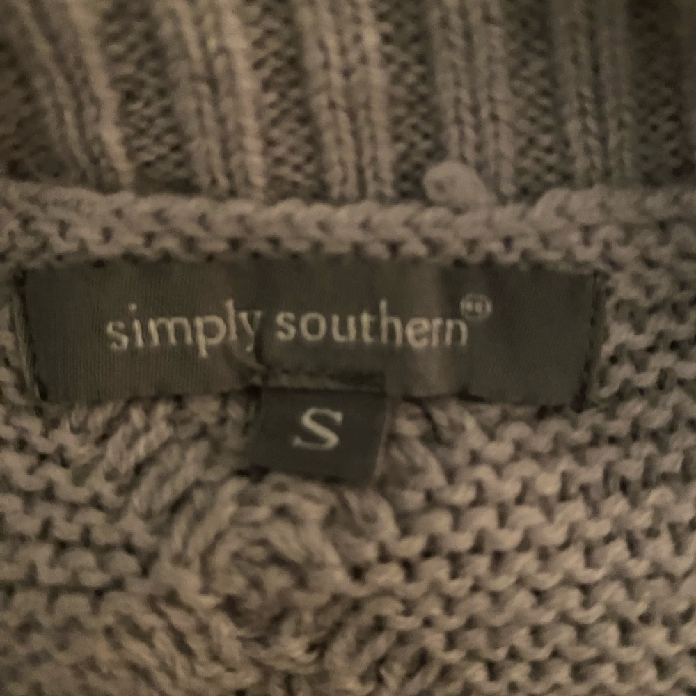 Simply Southern Light Gray Cable Knit Sweater - Picture 3 of 3